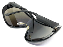 Oversized Elegant Luxury Retro Modern Shield Wrap Style SUNGLASSES Black Frame 6556