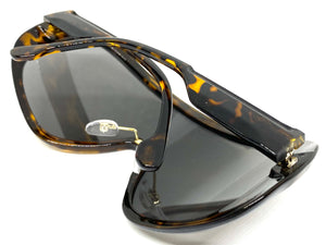 Oversized Elegant Luxury Retro Modern Shield Wrap Style SUNGLASSES Tortoise Frame 6556