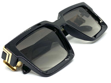 Classic Vintage Retro Hip Hop Style SUNGLASSES Large Square Black Frame 30392