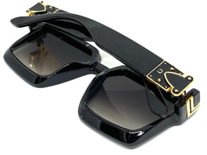 Classic Vintage Retro Hip Hop Style SUNGLASSES Large Square Black Frame 30392