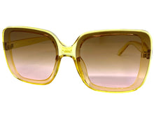 Oversized Vintage Retro Style SUNGLASSES X-Large Huge Square Yellow Frame 5616