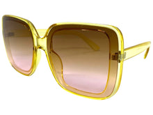 Oversized Vintage Retro Style SUNGLASSES X-Large Huge Square Yellow Frame 5616