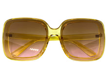 Oversized Vintage Retro Style SUNGLASSES X-Large Huge Square Yellow Frame 5616