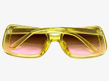 Oversized Vintage Retro Style SUNGLASSES X-Large Huge Square Yellow Frame 5616