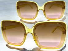 Oversized Vintage Retro Style SUNGLASSES X-Large Huge Square Yellow Frame 5616