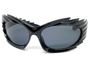 Modern Futuristic Retro Sporty Wrap Around SUNGLASSES Large Black Frame 2136