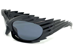 Modern Futuristic Retro Sporty Wrap Around SUNGLASSES Large Black Frame 2136
