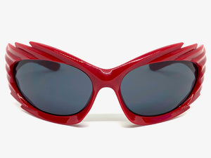 Modern Futuristic Retro Sporty Wrap Around SUNGLASSES Large Red Frame 2136