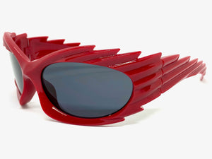 Modern Futuristic Retro Sporty Wrap Around SUNGLASSES Large Red Frame 2136