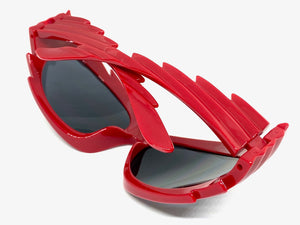 Modern Futuristic Retro Sporty Wrap Around SUNGLASSES Large Red Frame 2136