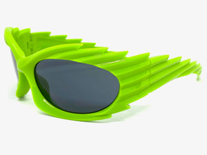 Modern Futuristic Retro Sporty Wrap Around SUNGLASSES Large Green Frame 2136