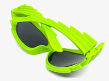 Modern Futuristic Retro Sporty Wrap Around SUNGLASSES Large Green Frame 2136