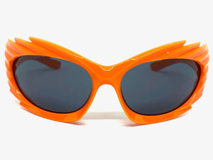 Modern Futuristic Retro Sporty Wrap Around SUNGLASSES Large Orange Frame 2136