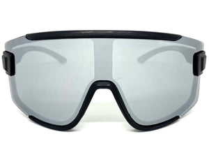Oversized Retro Modern Shield Wrap Style SUNGLASSES Large Black Frame 5306