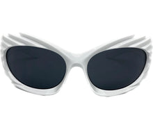 Modern Futuristic Retro Sporty Wrap Around SUNGLASSES Large White Frame 2136