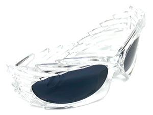 Modern Futuristic Retro Sporty Wrap Around SUNGLASSES Large Clear Frame 2136