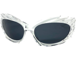 Modern Futuristic Retro Sporty Wrap Around SUNGLASSES Large Clear Frame 2136