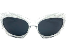 Modern Futuristic Retro Sporty Wrap Around SUNGLASSES Large Clear Frame 2136