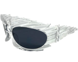 Modern Futuristic Retro Sporty Wrap Around SUNGLASSES Large Clear Frame 2136