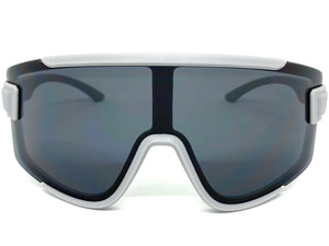 Oversized Retro Modern Shield Wrap Style SUNGLASSES Large Gray Frame 7933