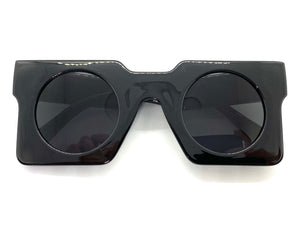 Exaggerated Classic Vintage Retro Style SUNGLASSES Large Square Black Frame 1141