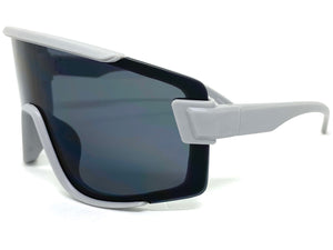 Oversized Retro Modern Shield Wrap Style SUNGLASSES Large Gray Frame 7933