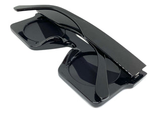 Exaggerated Classic Vintage Retro Style SUNGLASSES Large Square Black Frame 1141