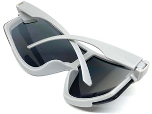 Oversized Retro Modern Shield Wrap Style SUNGLASSES Large Gray Frame 7933