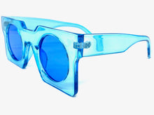 Exaggerated Classic Vintage Retro Style SUNGLASSES Large Square Blue Frame 1141