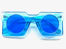 Exaggerated Classic Vintage Retro Style SUNGLASSES Large Square Blue Frame 1141