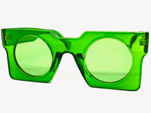 Exaggerated Classic Vintage Retro Style SUNGLASSES Large Square Green Frame 1141