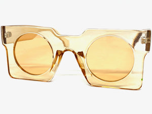 Exaggerated Classic Vintage Retro Style SUNGLASSES Large Square Champagne Frame 1141