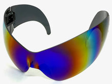Oversized Space Futuristic Robotic Cyclops Shield Costume Party SUNGLASSES Huge Blue & Gold Lens 2170