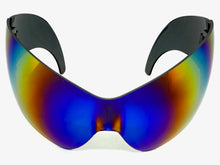 Oversized Space Futuristic Robotic Cyclops Shield Costume Party SUNGLASSES Huge Blue & Gold Lens 2170