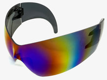 Oversized Space Futuristic Robotic Cyclops Shield Costume Party SUNGLASSES Huge Blue & Gold Lens 2170