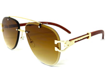 Classic Elegant Luxury Retro Hip Hop Style SUNGLASSES Gold & Wood Frame 7358