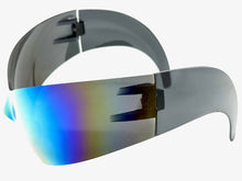 Oversized Space Futuristic Robotic Cyclops Shield Costume Party SUNGLASSES Huge Gold Lens 2170
