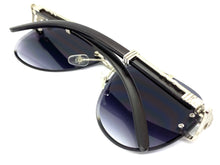 Classic Elegant Luxury Retro Hip Hop Style SUNGLASSES Silver & Wood Frame 7358