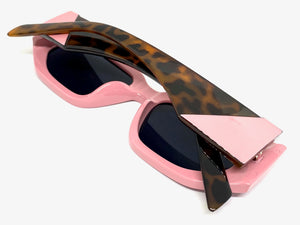 Classic Modern Retro Style SUNGLASSES Pink & Tortoise Frame 80388