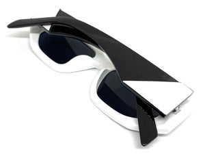 Classic Modern Retro Style SUNGLASSES White & Black Frame 80388