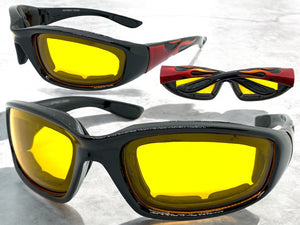 Motorcycle Biker Day or Night Riding PADDED SUNGLASSES Safety Eyewear 6327