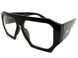 Oversized Exaggerated Vintage Retro Style Clear Lens EYEGLASSES Large Super Thick Black Frame 80412