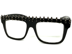 Oversized Edgy Gothic Retro Style Clear Lens EYEGLASSES Large Thick Black Frame W559
