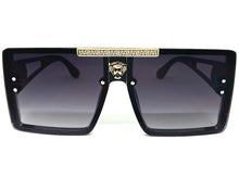 Oversized Luxury Hip Hop Shield Style SUNGLASSES Large Black & Gold Frame 59277