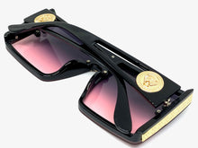 Oversized Luxury Hip Hop Shield Style SUNGLASSES Large Black & Gold Frame 59277