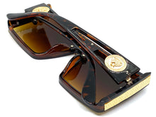 Oversized Luxury Hip Hop Shield Style SUNGLASSES Large Tortoise & Gold Frame 59277