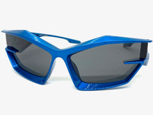 Oversized Modern Futuristic Sporty Wrap SUNGLASSES Large Blue Frame P0028