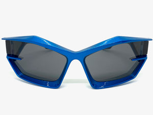 Oversized Modern Futuristic Sporty Wrap SUNGLASSES Large Blue Frame P0028