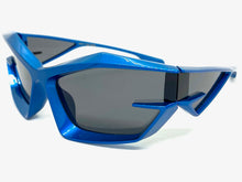 Oversized Modern Futuristic Sporty Wrap SUNGLASSES Large Blue Frame P0028