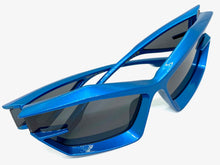 Oversized Modern Futuristic Sporty Wrap SUNGLASSES Large Blue Frame P0028